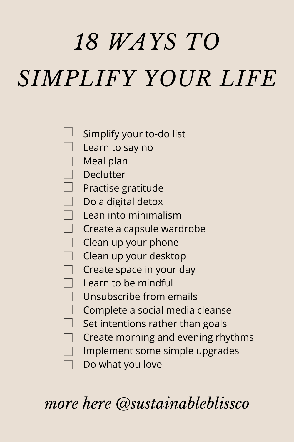 Simplifying Life